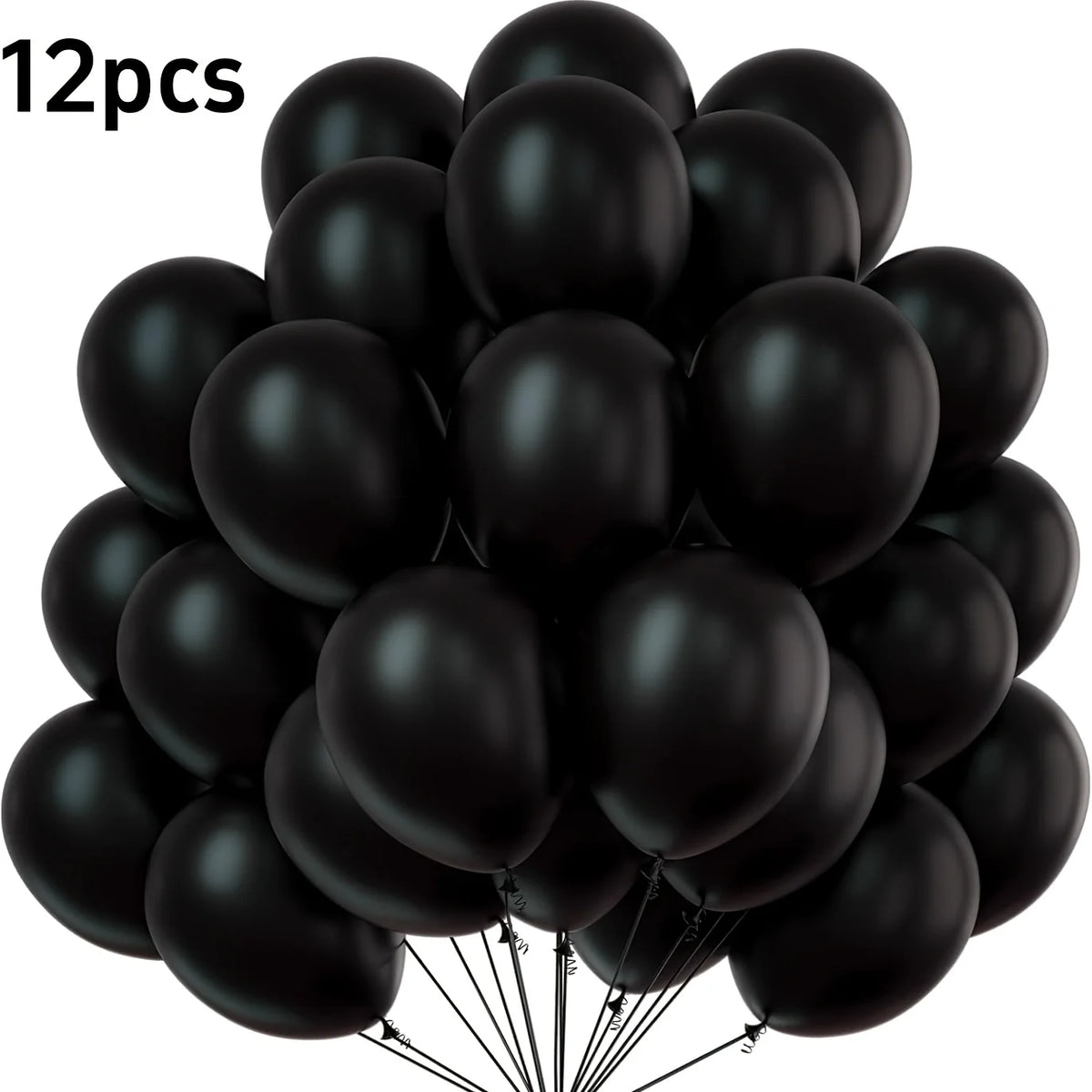 Matte Black Latex Balloons - Helium-Inflatable Party Decor for Celebrations