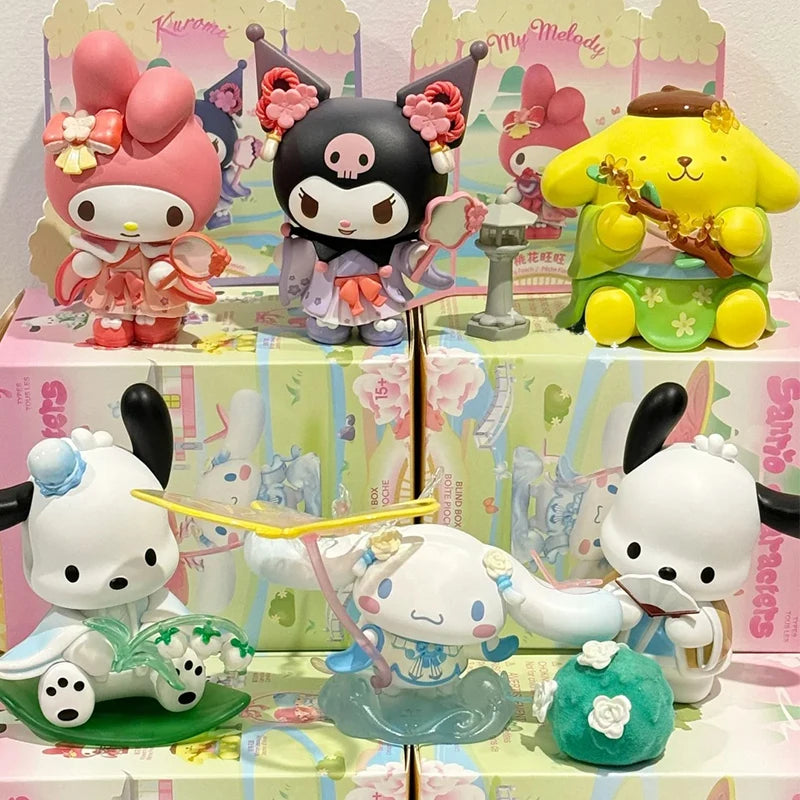 Cute Mystery Action Figure Blind Box Set with Sanrio Characters - Rhyme Flower Clothes Surprise Bag