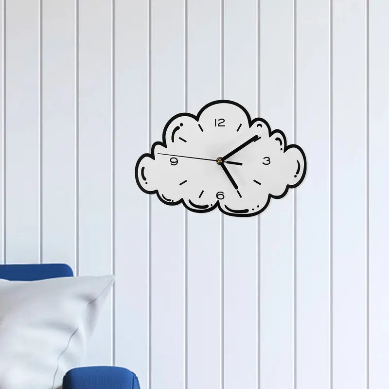 Cloud Wall Clock Silent Acrylic Hanging Decor for Living Room & Bedroom