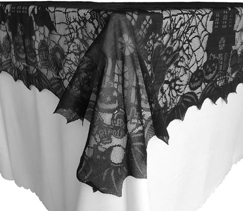Halloween Lace Table Runner with Spider Web Design for Home Decor