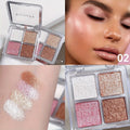 4 Color Highlighter Palette Makeup Illuminator Glitter Baked Powder Face Palette