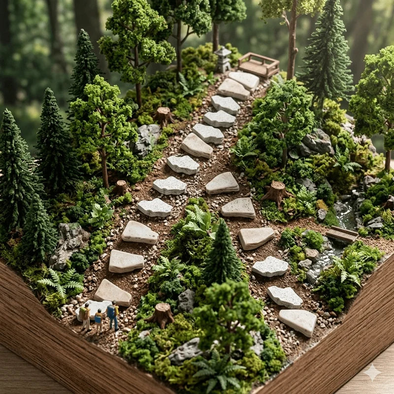 30pcs Realistic Miniature Stone Path Tiles for DIY Diorama and Model Building