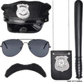 Halloween Police Costume Accessories Badge Necklace Beard Baton Set
