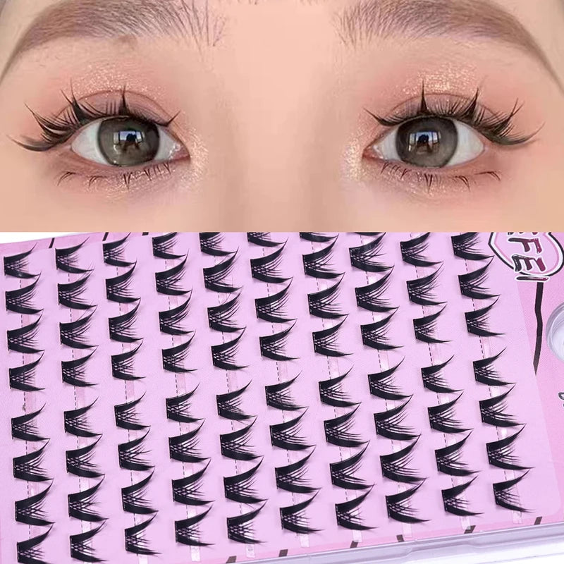DIY Self-Adhesive Cluster False Eyelashes 10 Rows/Box, Natural Look, Glue-Free