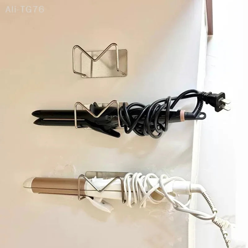 Wall Mounted Hair Dryer Holder Stainless Steel Storage Rack Bathroom Organizer