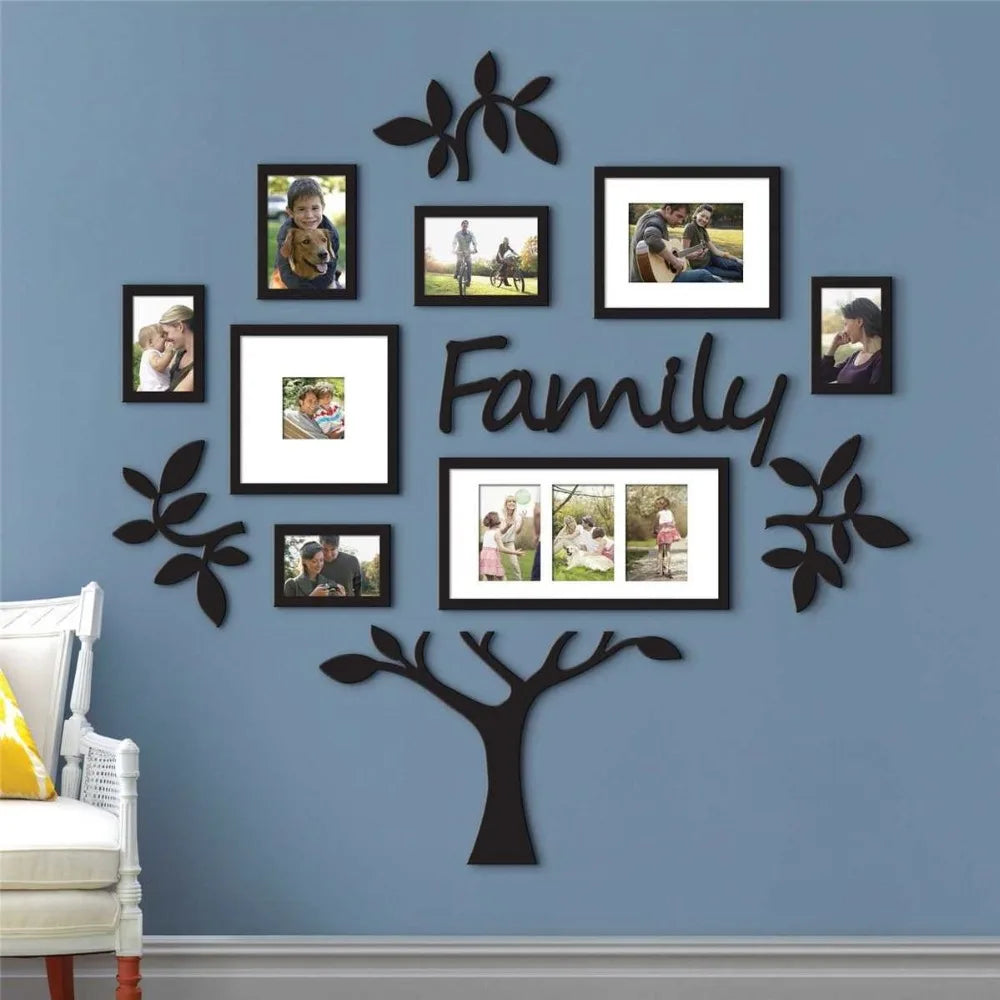 3D Acrylic Family Tree Wall Decals - DIY Photo Frame Art for Living Room