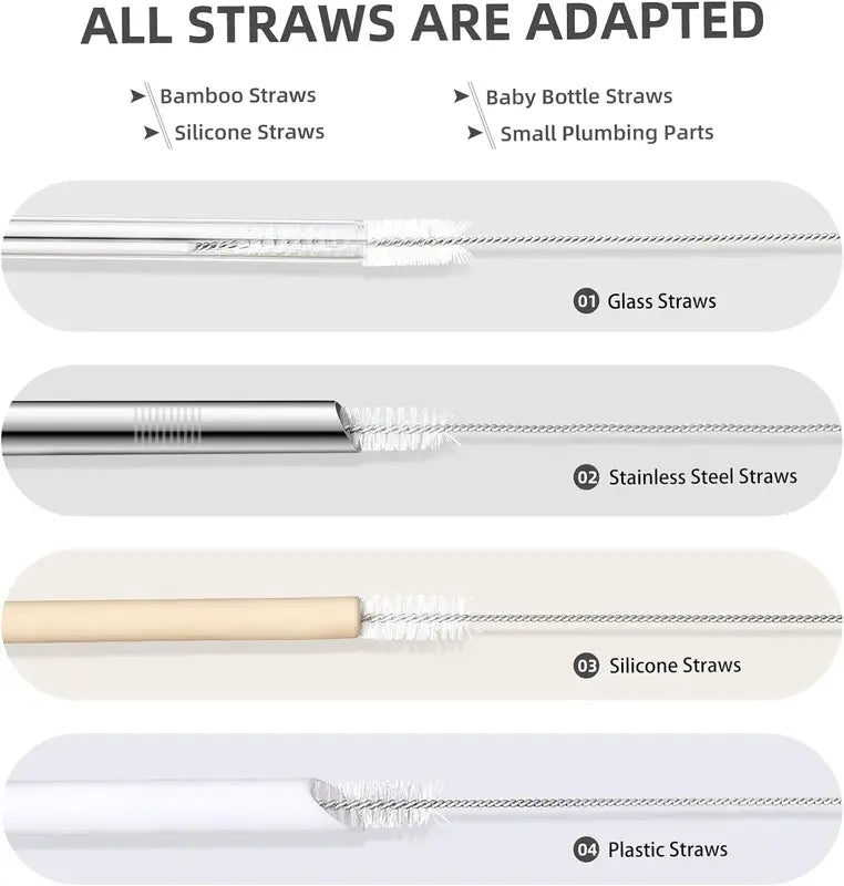 8-Pack Long Straw Cleaning Brushes for Bottles, Cups & Hummingbird Feeders