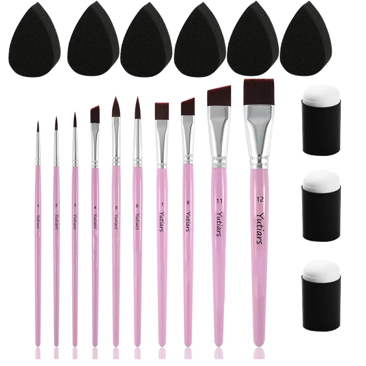 10-Piece Face Brush Set with Finger Sponges and Paint Sponges for Art & Crafting