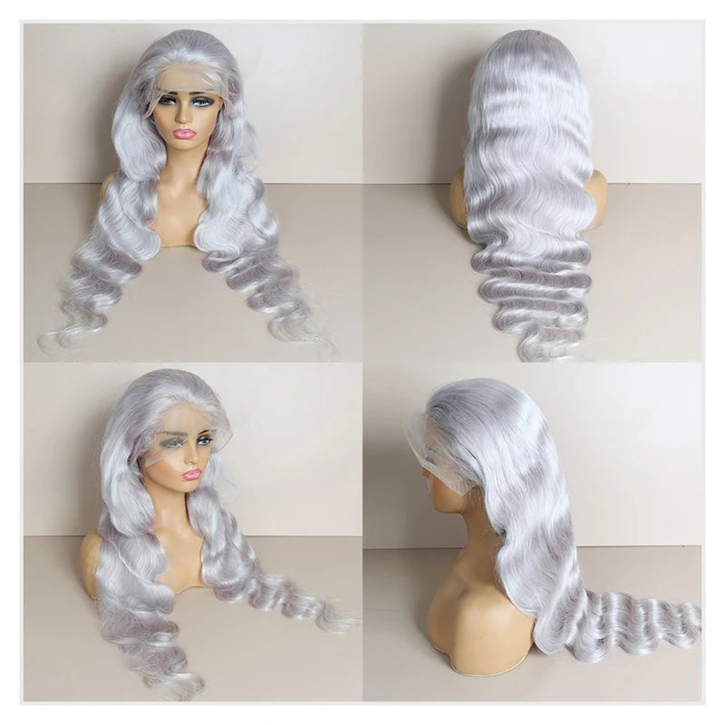 Brazilian Human Hair Wig with HD Transparent Lace Front 28-42in, Pre-Plucked, Body Wave, 200% Density, Multiple Colors & Lengths