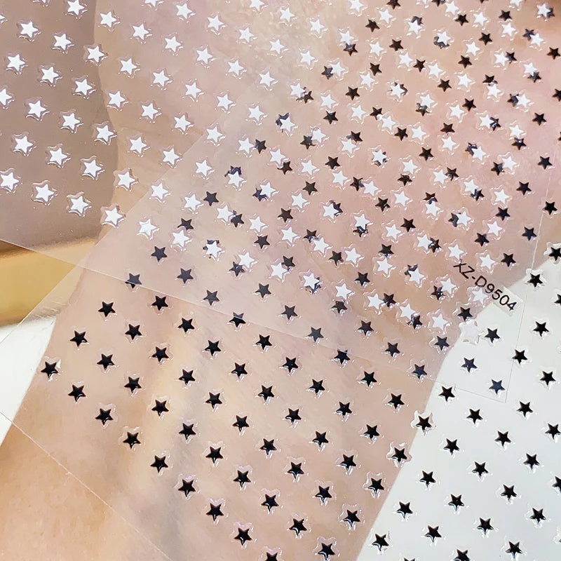 Colorful 3D Y2K Star Nail Stickers Set - Self-Adhesive Luxury Manicure Decals