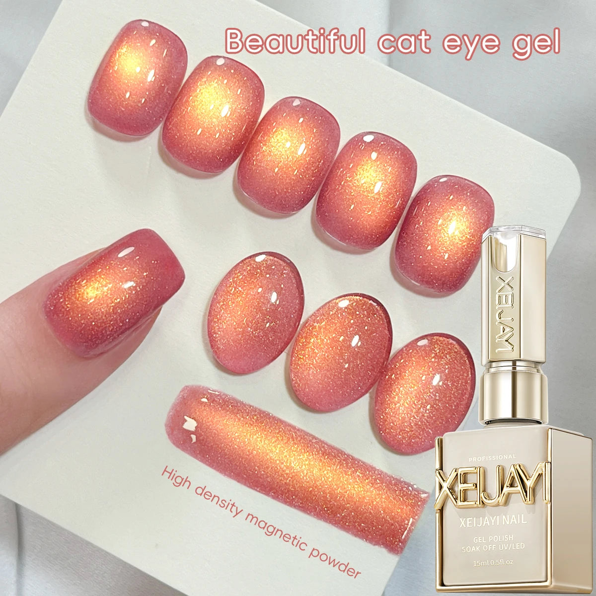 Pink Cat Eye Nail Gel Polish 15ML Semi-Permanent UV LED Nail Art for Women