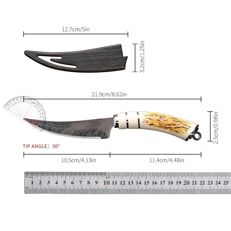 Curved Fruit Knife with Satin Finish and Plastic Handle - Portable Boning Knife