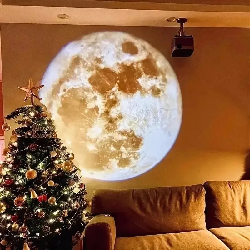 Starry Sky Night Light Projector with Moon and Earth Atmosphere for Romantic Bedroom Decor