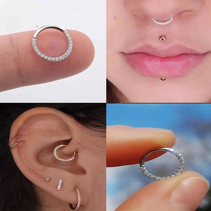 Titanium Septum Nose Ring Body Jewelry 16G Circular Cartilage Piercing
