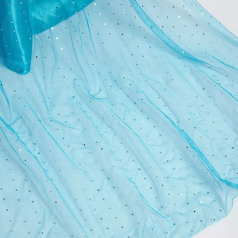 Girls Halloween Elsa Dress with Long Cloak Kids Princess Costume Snow Queen Carnival Outfit