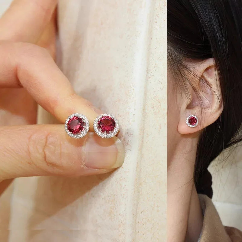Sterling Silver Crystal Stud Earrings for Women Wedding Party Jewelry Gift