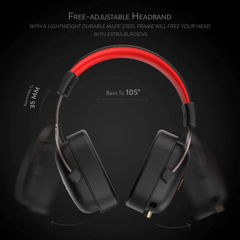 Wired Gaming Headset with 7.1 Surround Sound & Detachable Mic - Over-Ear, 53mm Drivers