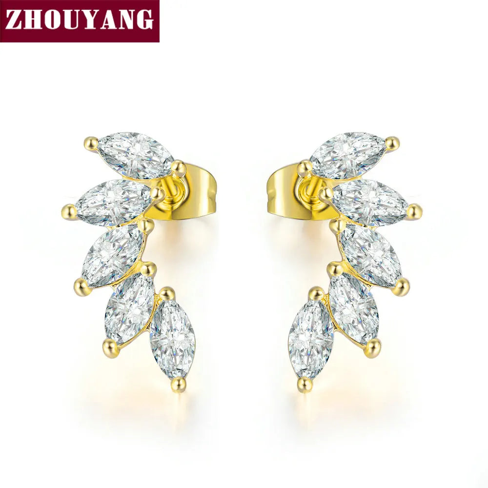 Stud Earrings for Women with Cubic Zirconia Angel Wings in Rose Gold & Silver