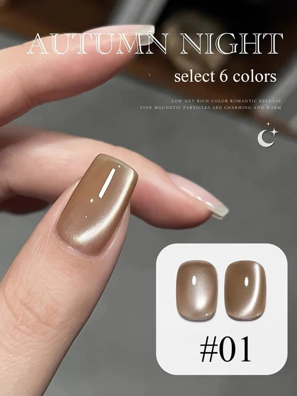 Nail Art Beads Set for Gel Nails - Autumn Night Cat Eye Embellishments, Glass Beads