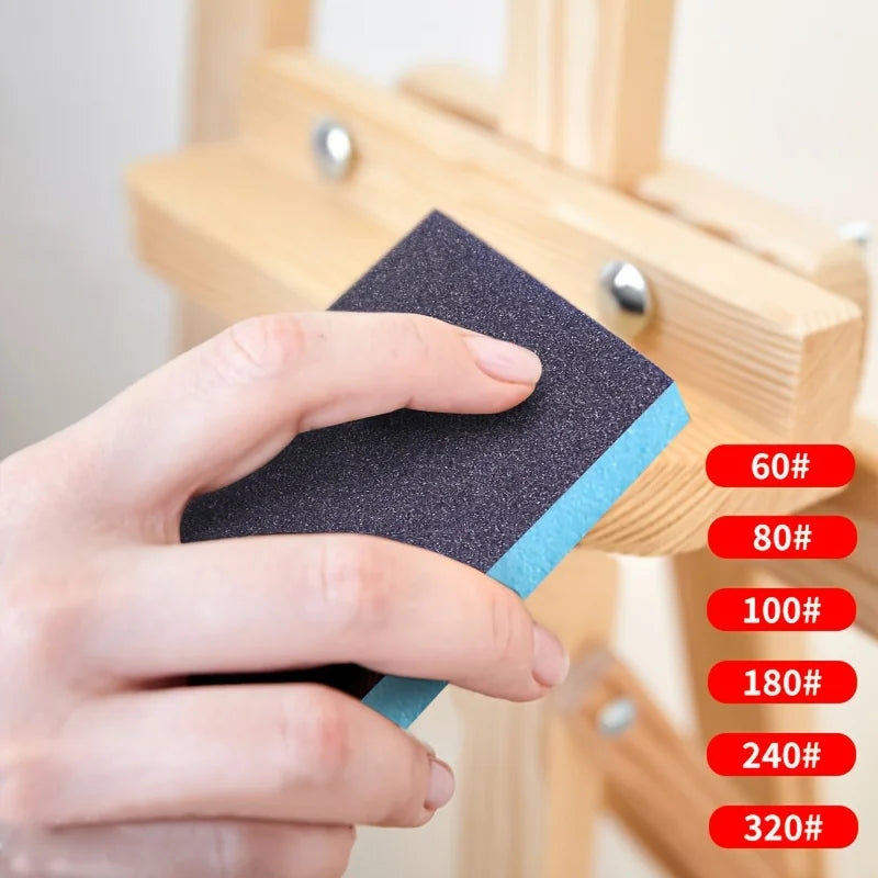 6PCS Washable Sanding Sponges 60-320 Grit Wet Dry Abrasive Blocks for Metal Wood Polishing