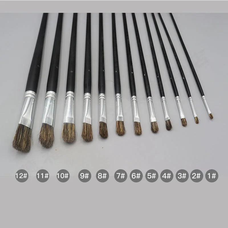 6-Piece Paintbrush Set with Wild Boar Hair for Oil & Acrylic Painting