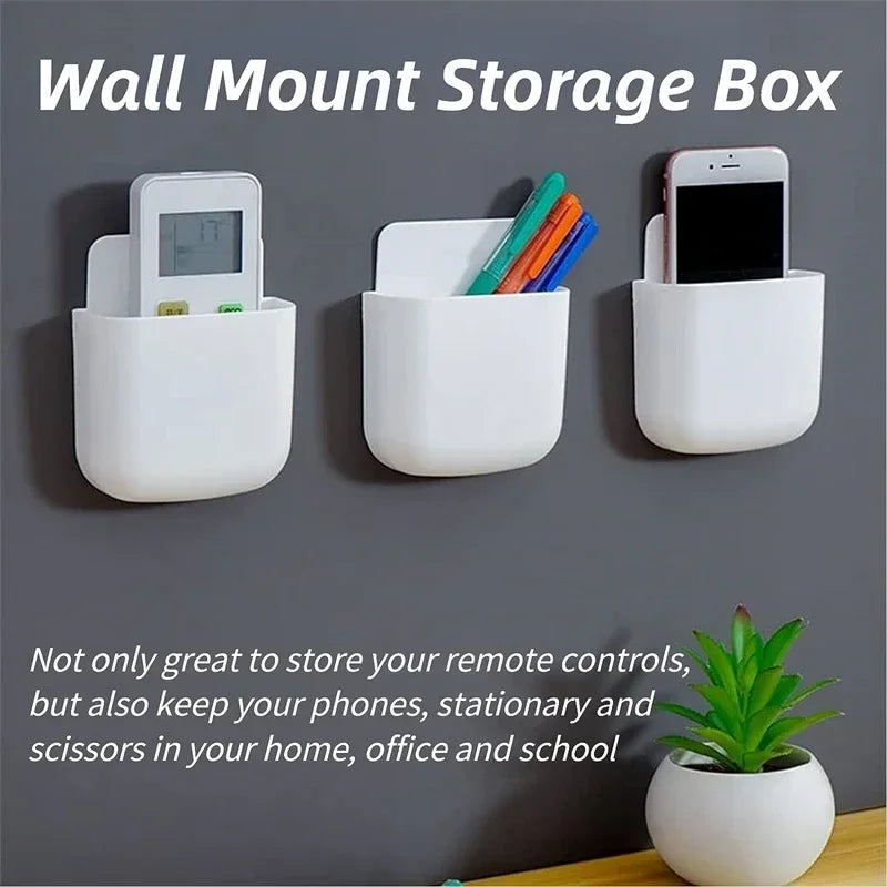 Wall Mounted Remote Control Storage Box Organizer with Charging Port - Space-Saving Multi-Use Holder