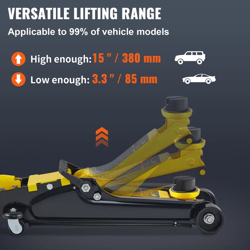 2.5 Ton Low Profile Hydraulic Floor Jack with Steel Construction & Piston Pump