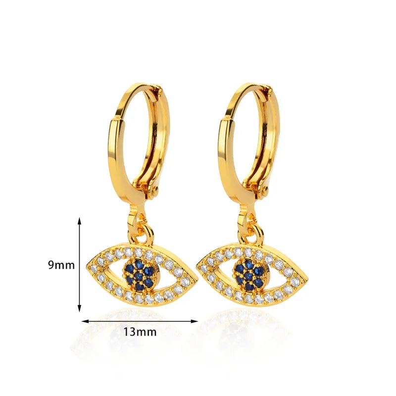 Evil Eye Drop Earrings for Women Gold Stainless Steel Vintage Jewelry Gift