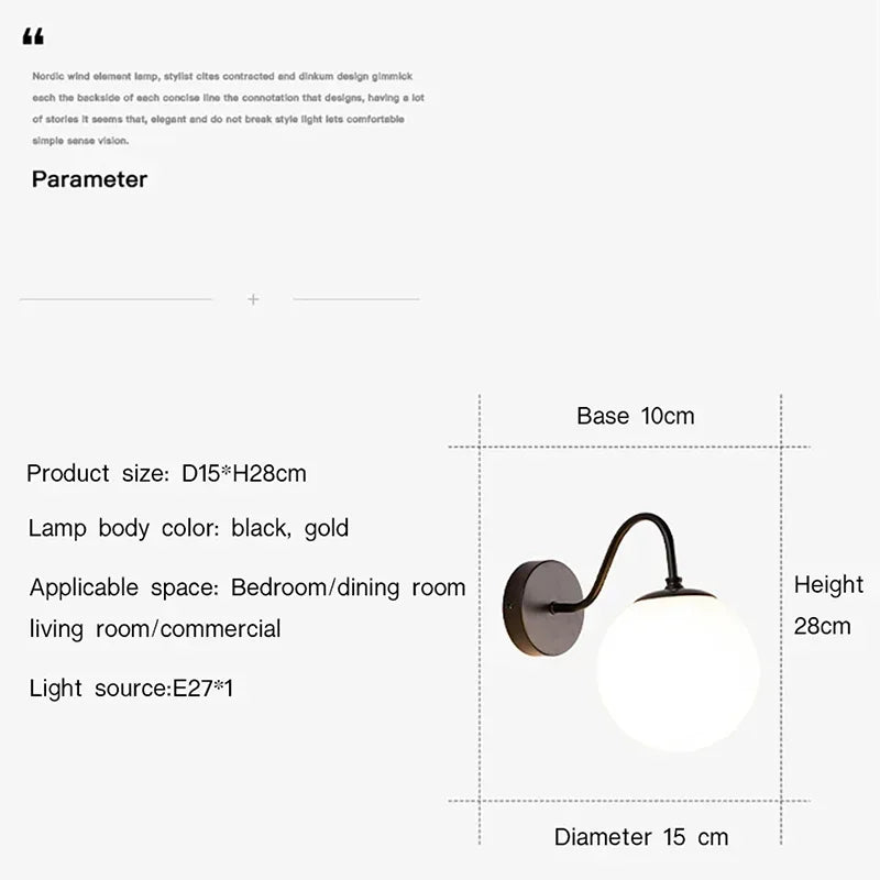 Modern LED Wall Lamp with Glass Shade for Living Room Bedroom Hallway - Gold Wall Sconce