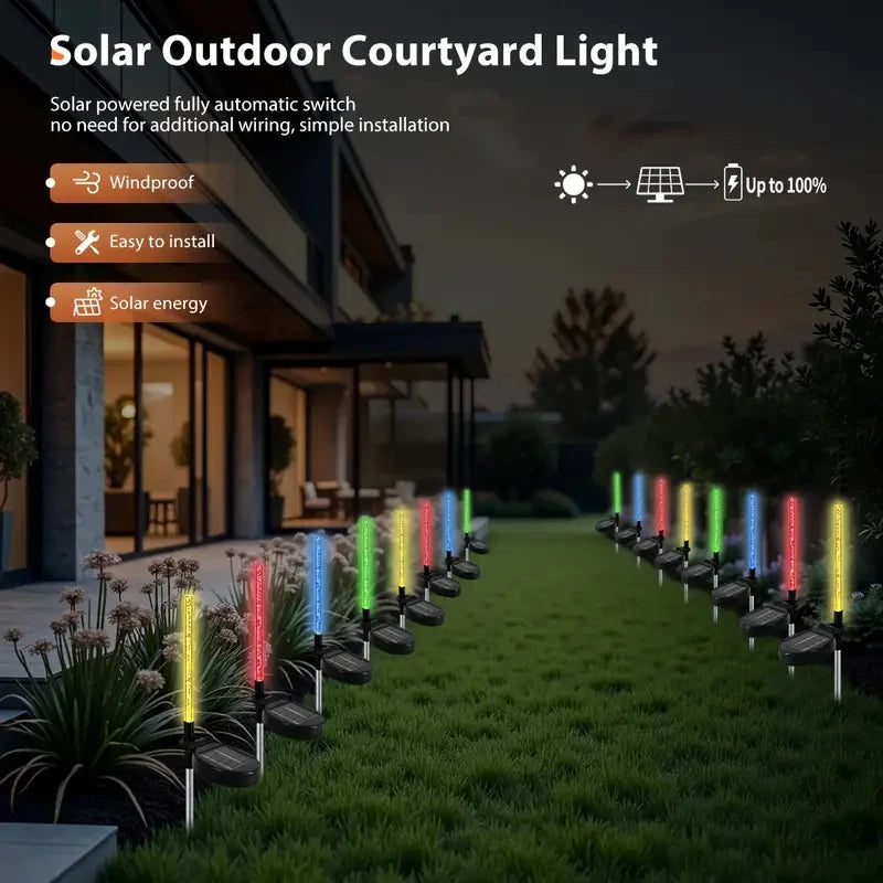 Color-Changing Solar Garden Stake Light with Bubble Sculpture - Waterproof Outdoor LED Lamp for Yard & Pathway