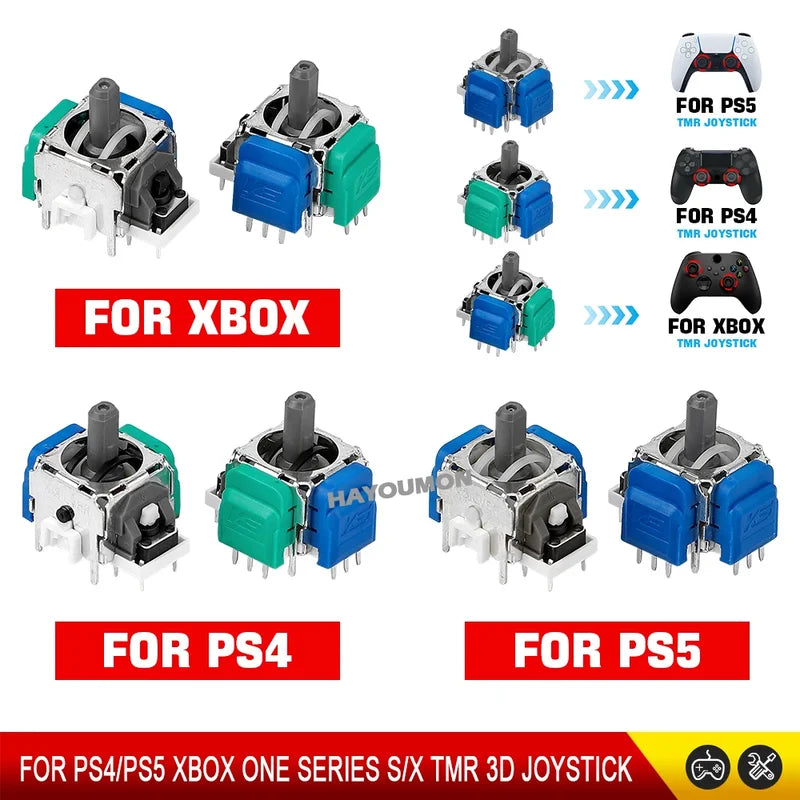 Electromagnetic Joystick Replacement Kit for PS4, PS5, Xbox Series S/X Controllers – Magnetic Sensor 3D Analog Stick (2/10 Pack)
