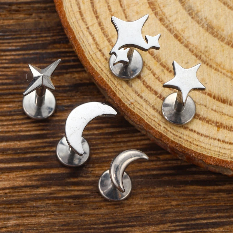 Implant Grade ASTM F136 Titanium Nose & Body Piercing Jewelry 16G Labret Lip Ear Studs