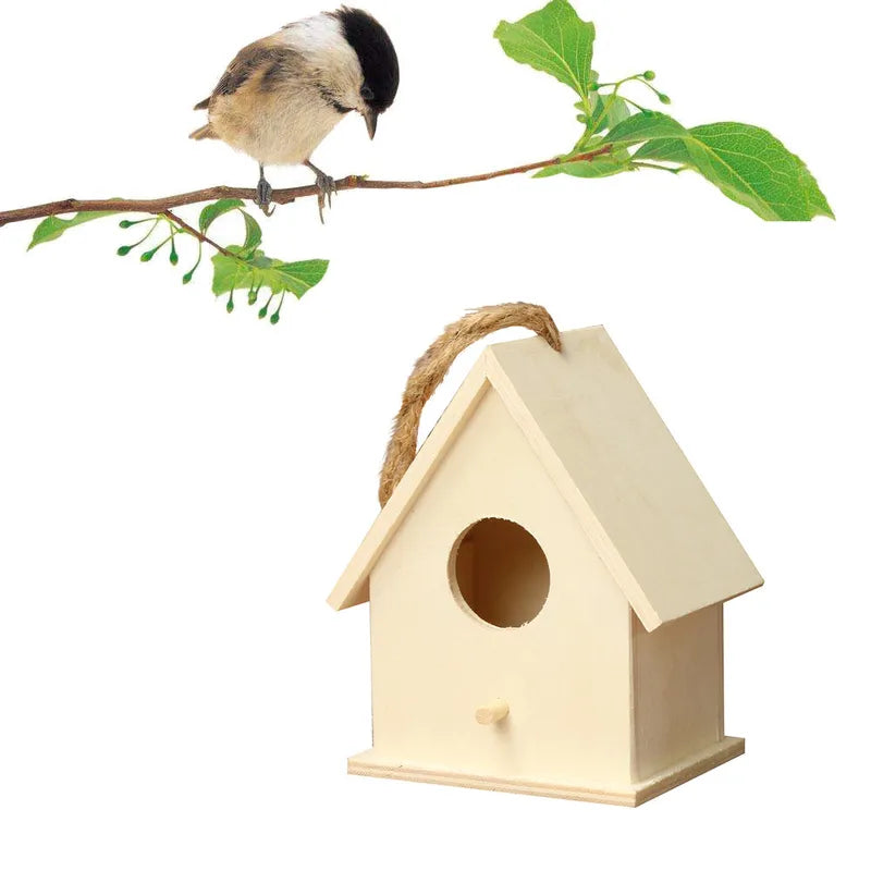 Wooden Mini Bird House Outdoor Hanging Bird Cage Garden Birdhouse Decoration