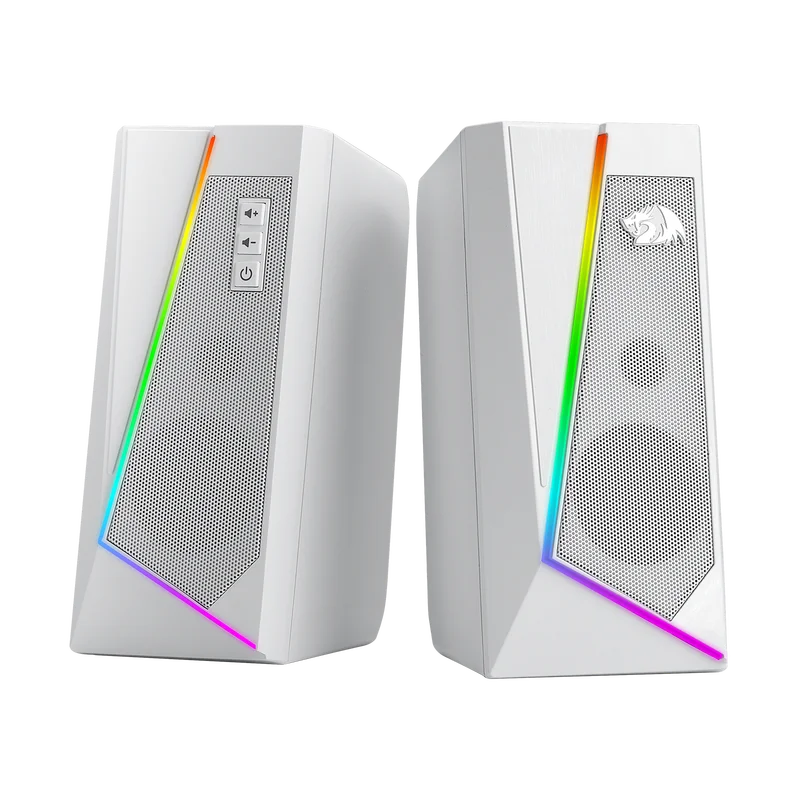RGB Desktop Speakers 2.0 Channel Stereo with 6 Color Modes PC Audio White Pink