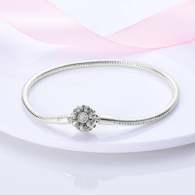 Sterling Silver Beaded Bracelet for Women with Heart and Butterfly Charms