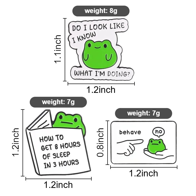 Funny Sassy Frog Enamel Pins - Sarcastic Animal Brooches for Jewelry Gift