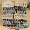 Boho Ethnic Pendant and Round Earrings Set for Women - Vintage Jewelry