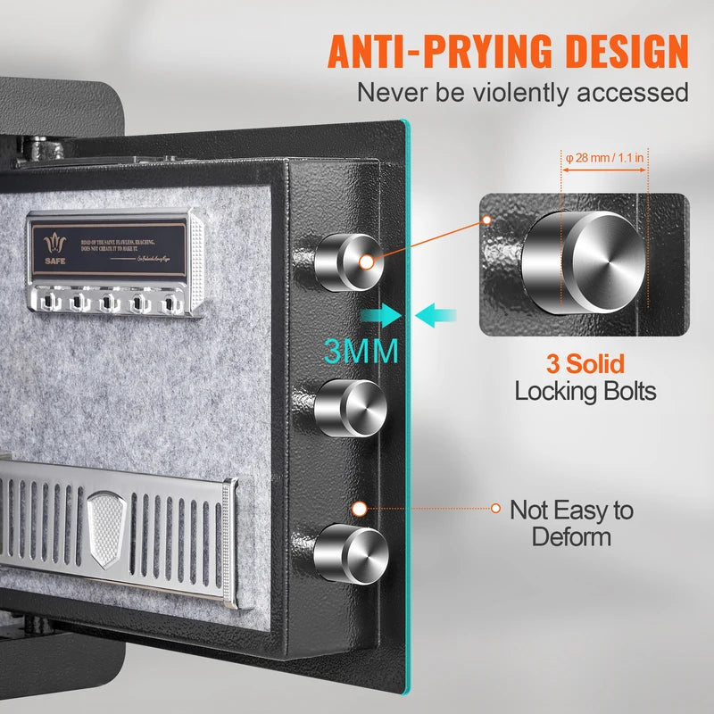 Electronic Safe Deposit Box 1.2 Cu Ft Digital Lock & Override Keys