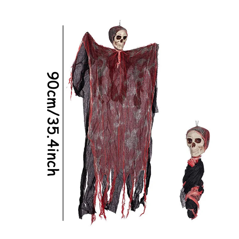 Halloween Skeleton Ghost Hanging Decor - Indoor & Outdoor Party Props, Graveyard Scary Decorations