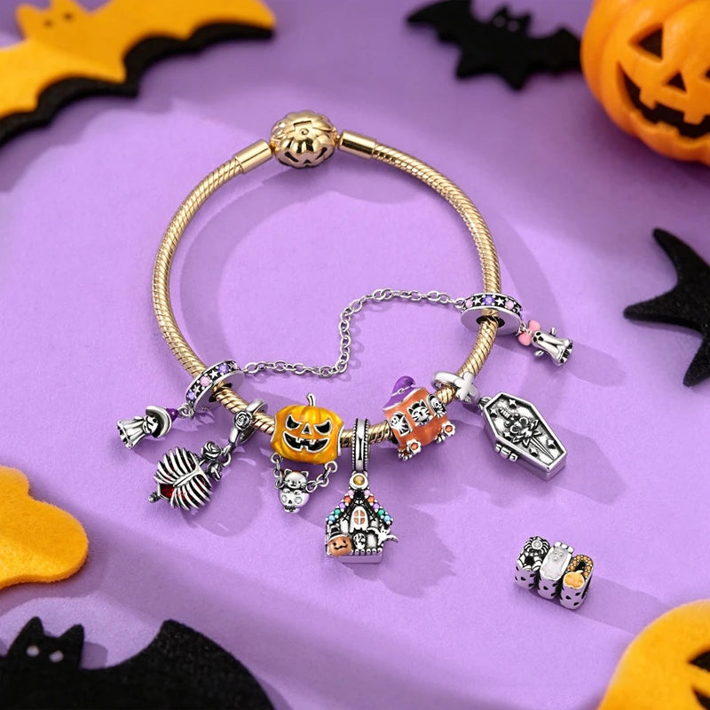 Halloween Luminous Coffin Pendant Jewelry for Women Punk Style Silver Gift