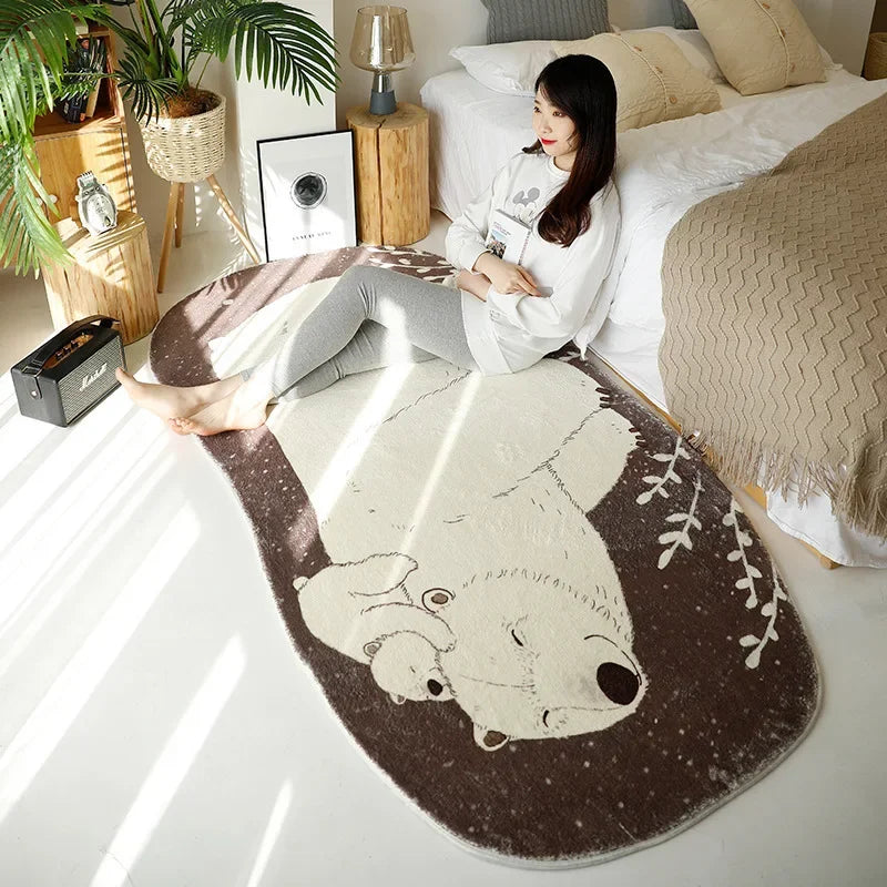 Cute Bear Bedside Rug - Non-Slip Fluffy Child Bedroom Floor Mat