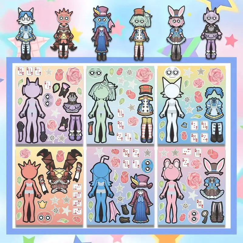 DIY Sticker Making Kit - 6/12 Sheets Kids Cartoon Craft Supplies for Parties