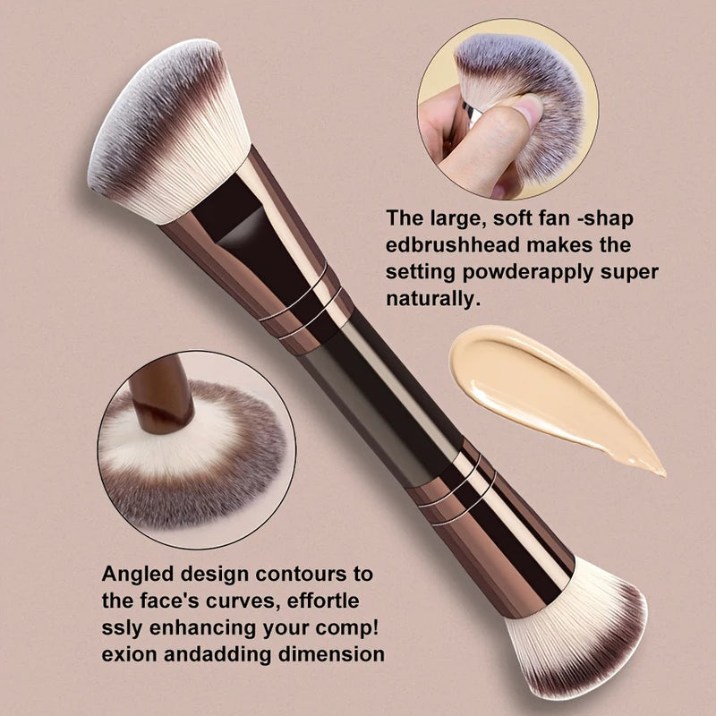 13-Piece Makeup Brush Set with Double-Ended Brushes, Soft Bristles & Aluminum Handles