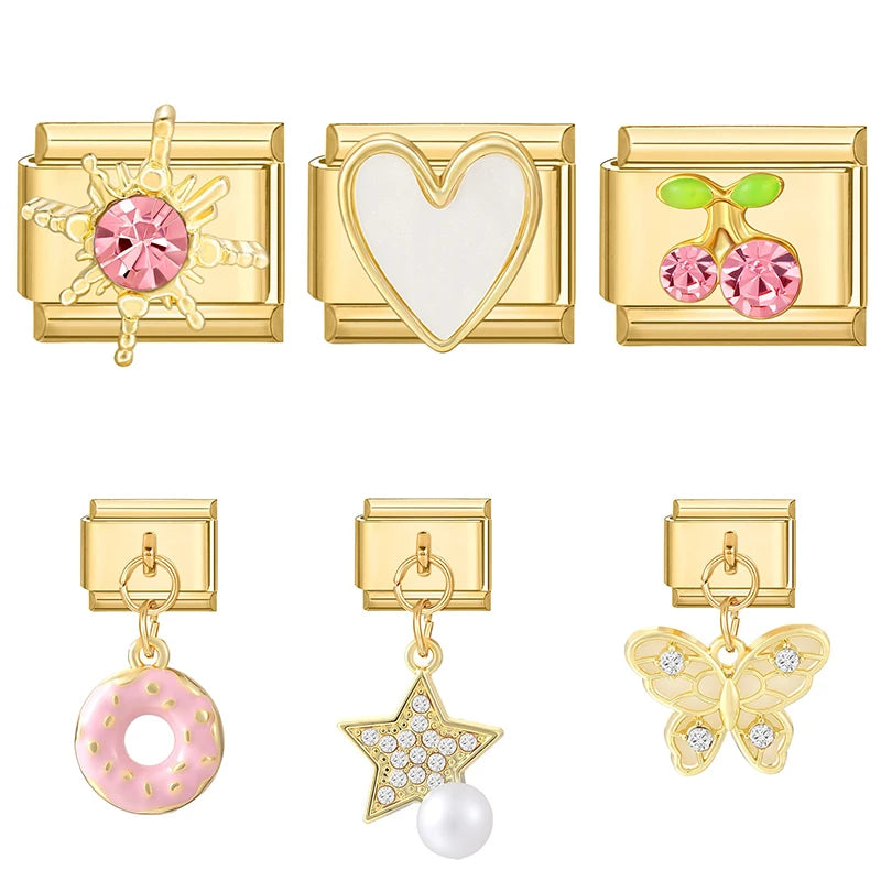 Y2K Style Butterfly Moon Bow Shell Star Pearl Pendant for DIY Jewelry Making