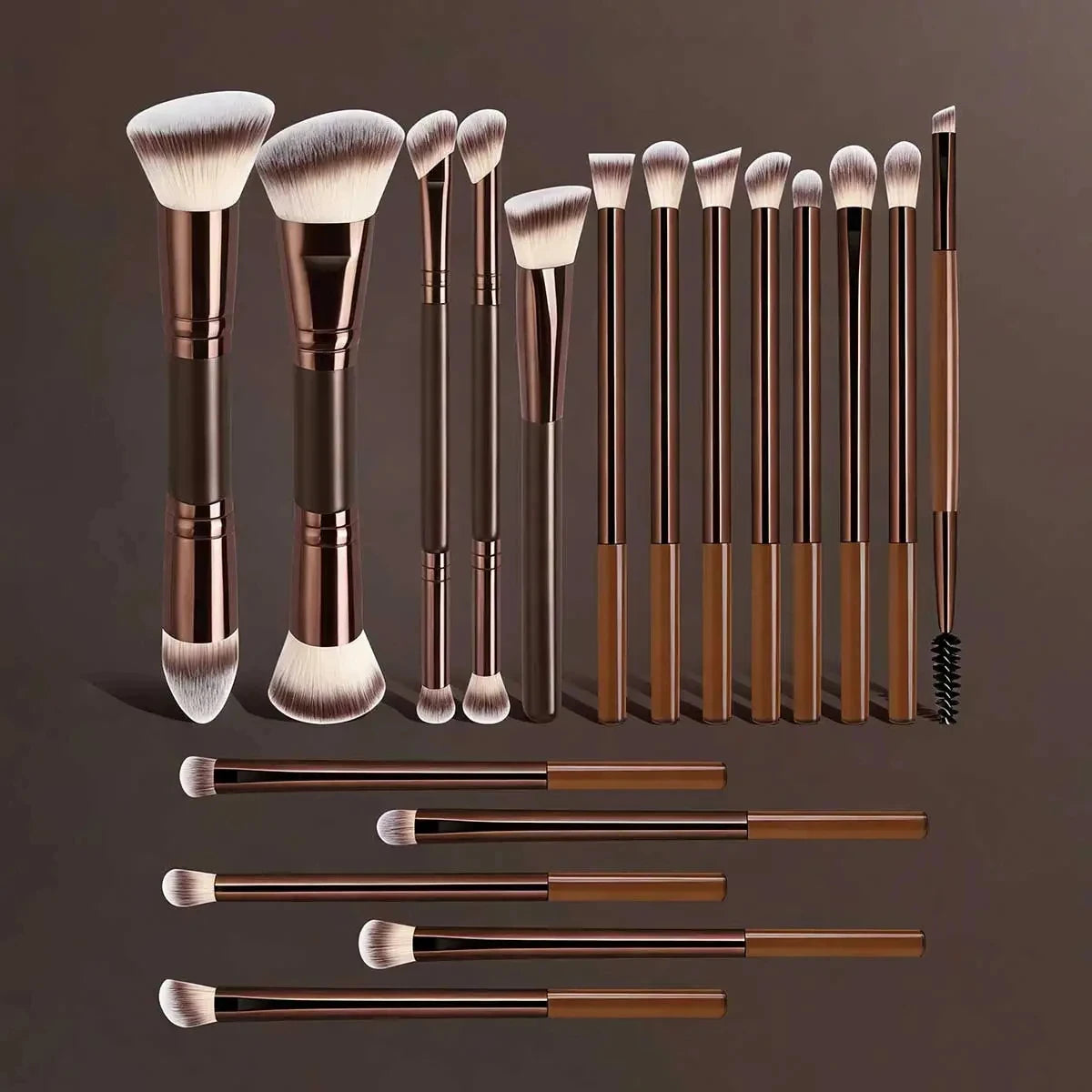 Professional Aluminum Makeup Brush Set with Synthetic Hair - Multiple Handle Colors