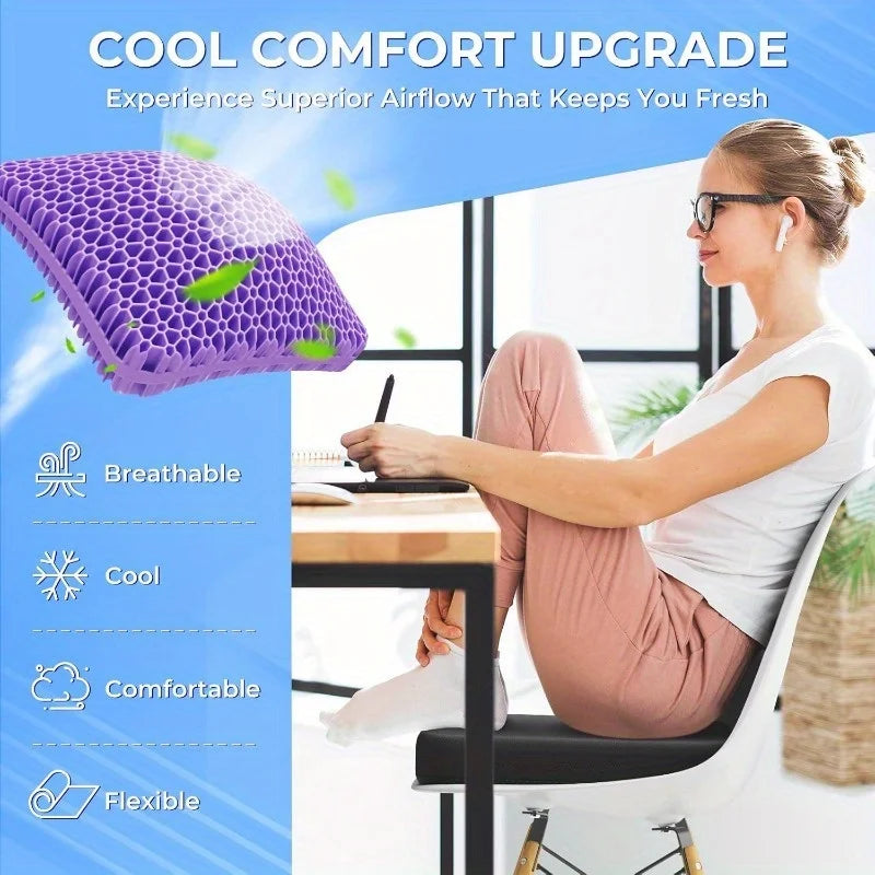 Breathable Gel Seat Cushion for Office Chair Long Sitting Comfort Thickened