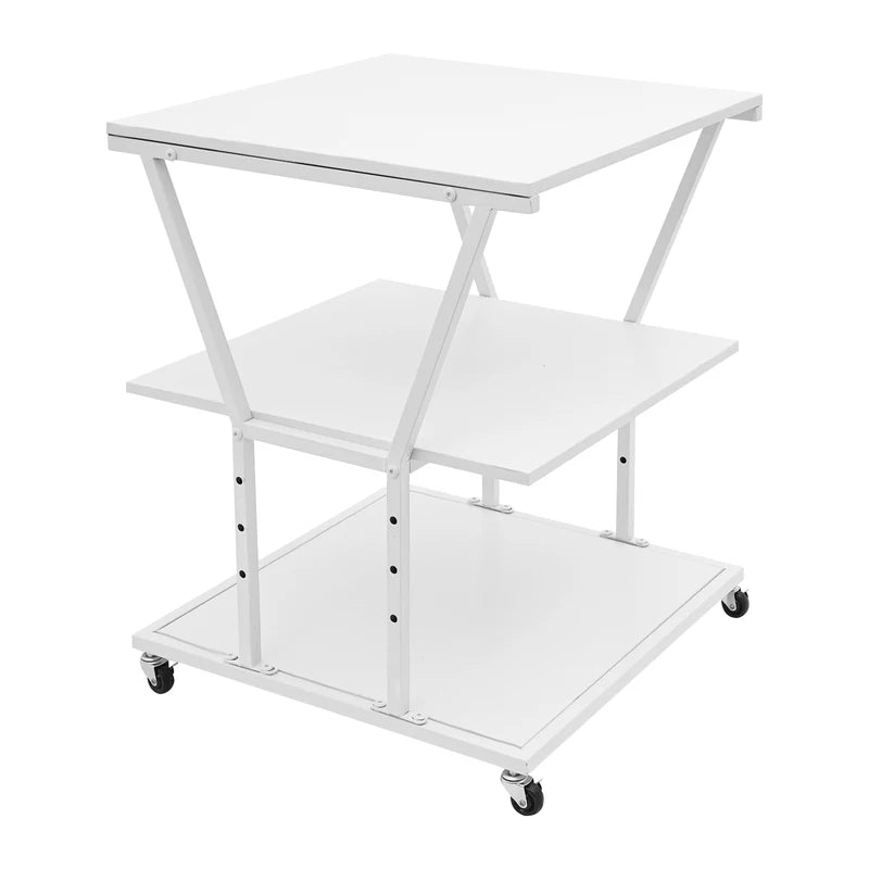 Adjustable 3-Tier Printer Stand with Locking Wheels - Home Office Storage Cart