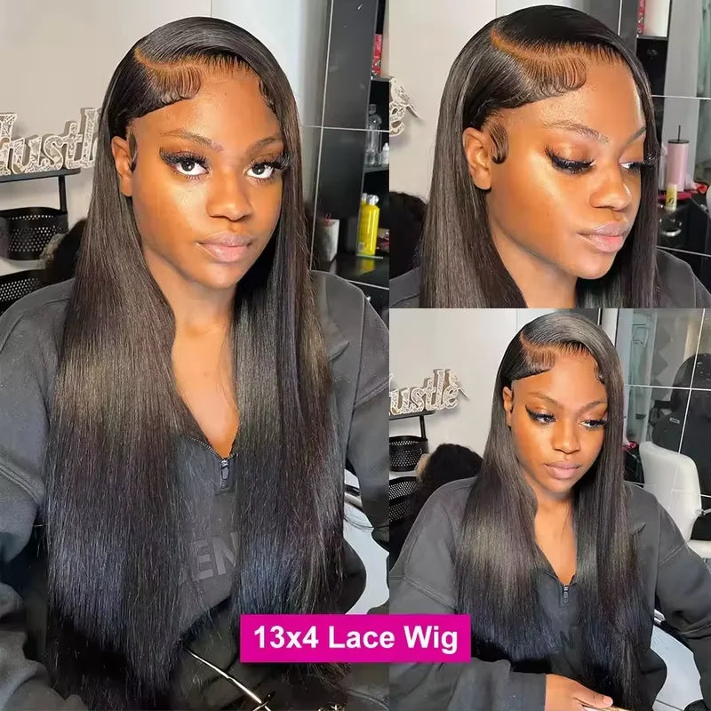 200% Real Density Bone Straight 13x6 13x4 Transparent HD Lace Frontal