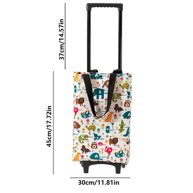 Large Capacity Waterproof Foldable Shopping Cart with Retractable Handle and Wheels
