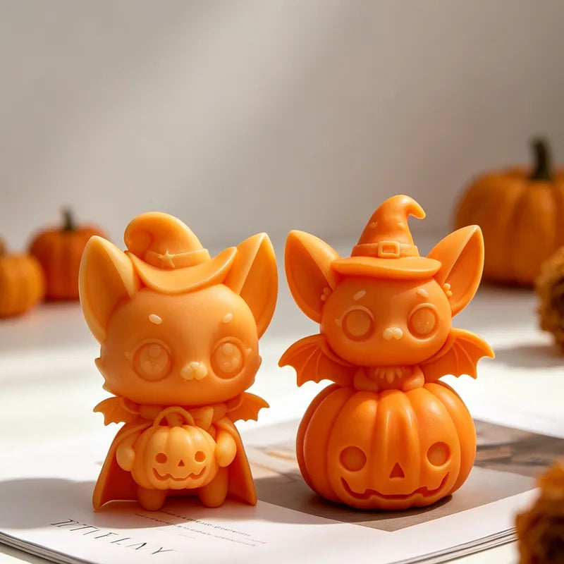 Halloween Pumpkin Bat Silicone Mold for Candle Making & Crafts - DIY Plaster Casting